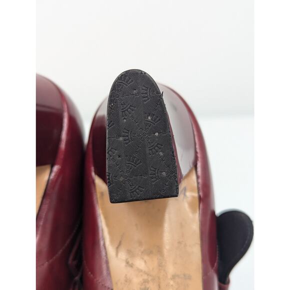 Vintage Mary Jane Burgundy Red Heels Size 7AA Buckle Detail Chunky Block Heel - Picture 6 of 11